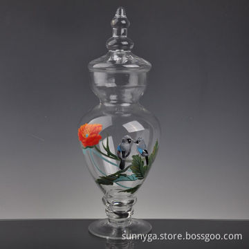 Glass Container with Poetic Decoration, Customized Designs and Packaging Ways are Accepted